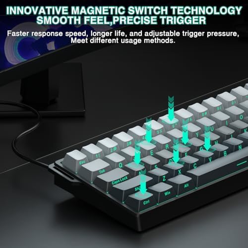Aula WIN60 HE - 60% Mechanical Gaming Keyboard Wired, Hall Effect Magnetic Switch Hot Swappable,8000 Hz Polling Rate, RGB Keyboard 60 Percent Compact Design for PC (Gradient Gray) - Image 4