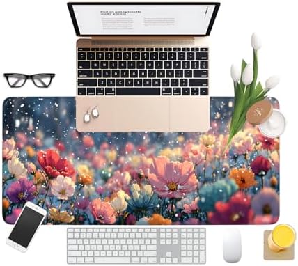 Spring Flowers Gaming Mouse Pad 31.5"x11.8" Large Extended Pad Desk Mat Anti-Slip Rubber Base & Durable Stitched Edges for Gamers Smooth Mouse Pad Writing Surface for Desk Office/Home - Image 3