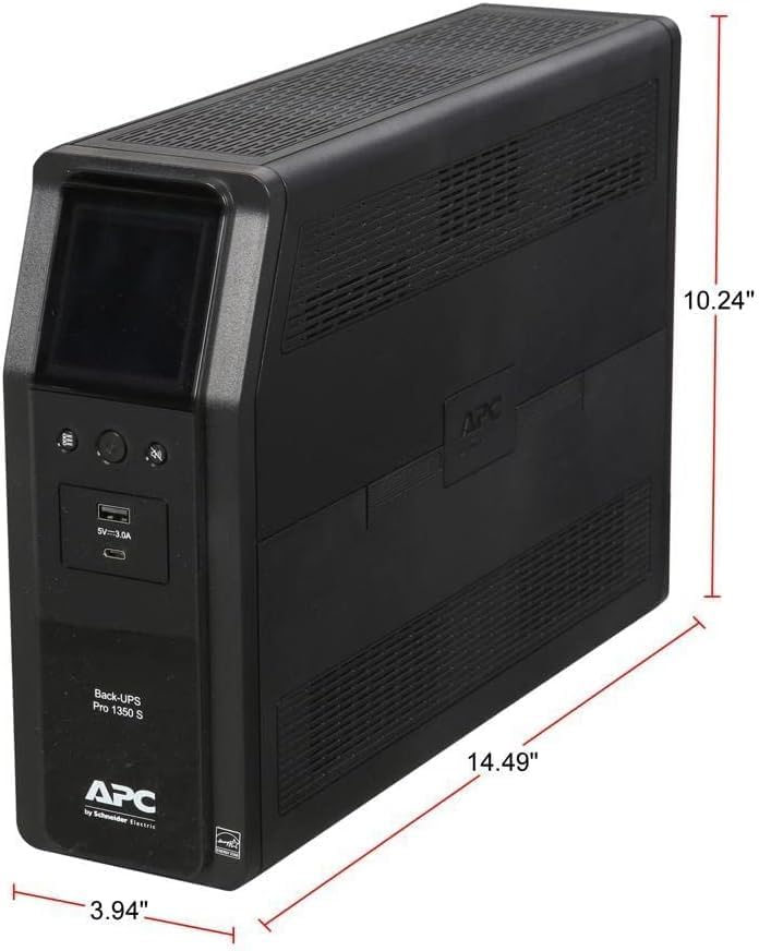APC UPS 1350VA Sine Wave UPS Battery Backup & Surge Protector, Backup Battery Power Supply with AVR, (2) USB Charger Ports, BR1350MSR (Renewed) - Image 4