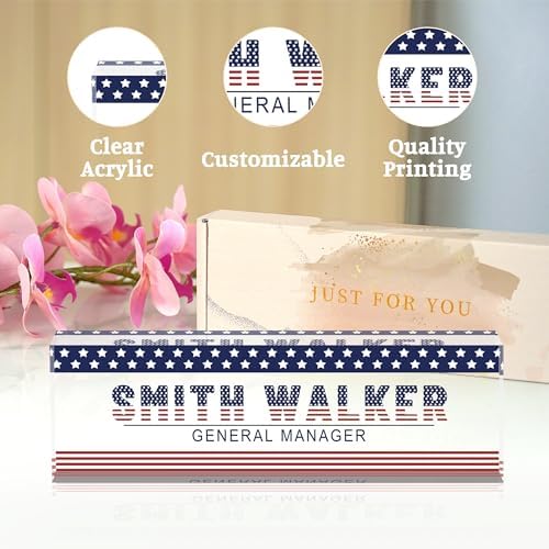 Name Plate for Desk-Personalized Name Plates for Desk-Name Plate Personalized for Office-Gifts for Teacher Boss Employee Appreciation Office Desk Decor (US FLAG 4) - Image 4
