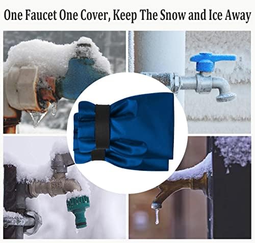 Outdoor Faucet Covers for Winter Freeze Protection, Upgraded Thicken 8.5" H x 6.1" W Outside Garden Faucet Socks for Winter Waterproof Reusable Hose Bibs Insulated Spigot Cover, 2 Pack Blue - Image 2