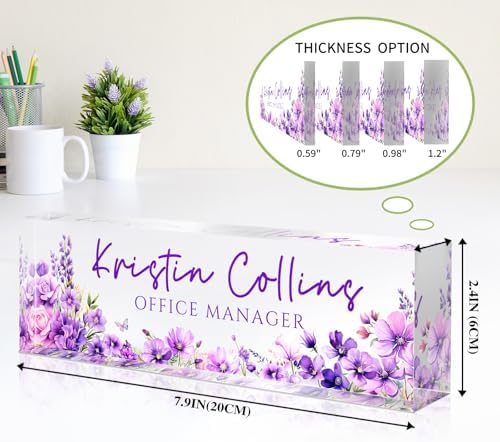 Custom Name Plate for Desk, Personalized Name Plate on Clear Acrylic Glass - Image 6