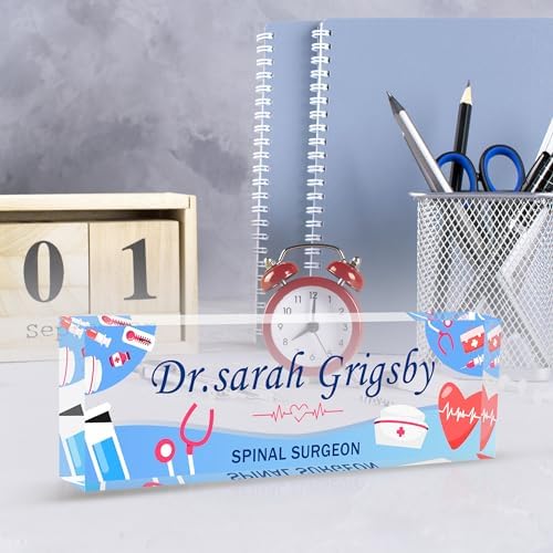 Custom Name Plate for Desk | Personalized Desk Name Plate | Personalized Boss Employee Appreciation Gifts | Acrylic Name Plate Office Desk Accessories (A-for Nurse) - Image 6