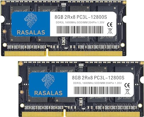 DDR3 16GB 2x8GB DDR3-1600MHz PC3L-12800 for Laptop 16GB DDR3 Non ECC Unbuffered 1.35V CL11 2Rx8 Dual Rank SO-DIMM Memory Ram by Rasalas
