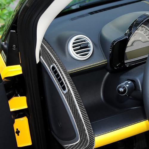 Real Black Carbon Fiber Car Dashboard Side Defogger AC Vent Outlet Panel Decorative Strip Trim Sticker Compatible with Benz Smart Fortwo 2011 2012 2013 2014 2015 Auto Interior Accessories 4pcs - Image 3