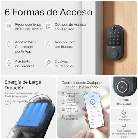 Tapo Smart Wi-Fi Door Lock, Deadbolt, Fingerprint Recognition, DL110 - Image 3