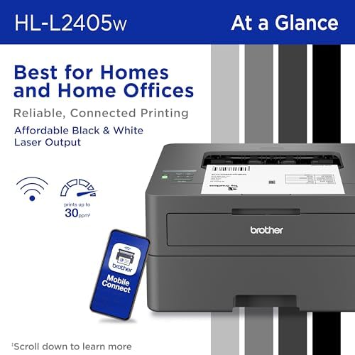 Brother HL-L2405W Wireless Compact Monochrome Laser Printer with Mobile Printing, Black & White Output | Includes Refresh Subscription Trial(1), (Renewed Premium) - Image 2
