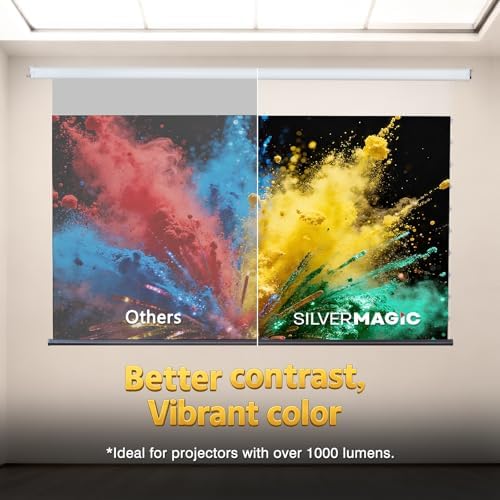 ALR Tensioned Motorized Projector Screen by SilverMagic - Tab Tensioned and Modern Design Gray Screen with White Aluminum case for Home Theater/Living Room/Patio/Office/Classroom - 120 inch 16:9 - Image 4