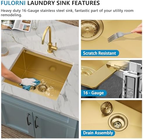 21"x18" Undermount Laundry Utility Sink Workstation - Image 7