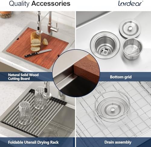 Lordear Stainless Steel Bar Sink 18 Inch Drop In Kitchen Sinks 16 Gauge SUS304 Prep Bar Sink RV Wet Small Kitchen Sinks Indoor Outdoor 18x18x9 Inch - Image 4