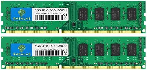 Rasalas 16GB Kit (2x8GB) PC3-10600 DDR3 1333MHz Ram 16GB 2Rx8 PC3 10600U DDR3 1333 8GB Ram 240 Pin 1.5V CL9 1333 mhz DDR3 Desktop Memory Ram Module by Rasalas