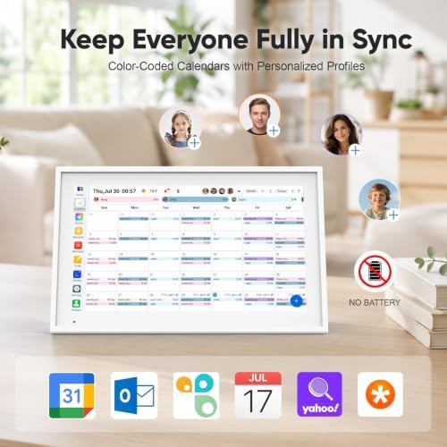 Digital Calendar 15.6" Smart Calendar&Chore Chart, 1080P Interactive Touchscreen Electronic Calendar for Family Schedules, 64GB Digital Picture Frame WiFi, Wall Mountable, AiMOR APP-White - Image 3