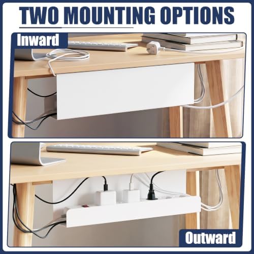 2 Pack Under Desk Cable Management Tray,Hold 11 lbs, 16 x 5 x 3 Inch, White - Image 5