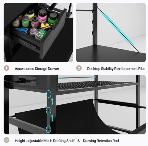 Natwind Wide Format Printer Stand, Plotter Workbench Table,Black - Image 6