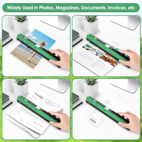 Portable Handheld Scanner A4, 900 DPI Document & Photo Scanner Green, JPEG/PDF, Mobile Book Card Scanner with 16GB TF Card, USB Transfer, Compact Portable Scanner for Documents Photos Receipts - Image 5