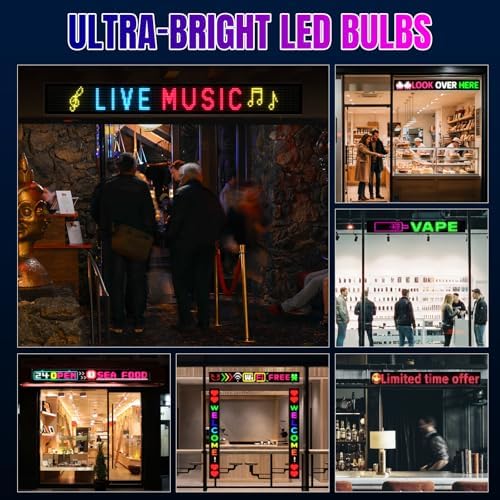 Rayhome Large Programmable LED Sign, 77''x8'' Flexible Indoor Scrolling LED Store Signs with Remote, Bluetooth APP Control Custom Text Pattern Animation Digital Display for Store Bar School Hotels - Image 6