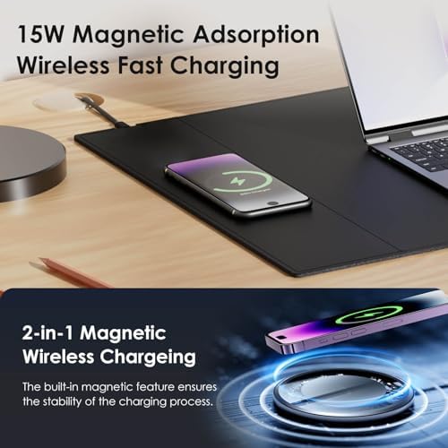 Wireless Charging Mouse Pad, 15W Fast Charge, 31"x11.7" (Left) - Image 3