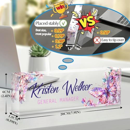 Custom Office Name Plate for Desk - Desk Name Plate Personalized Gifts for Coworkers, Boss, Employees, Teacher, Nurse - Office Desk Decor for Women Men - Employee Appreciation Gifts (Butterfly) - Image 2