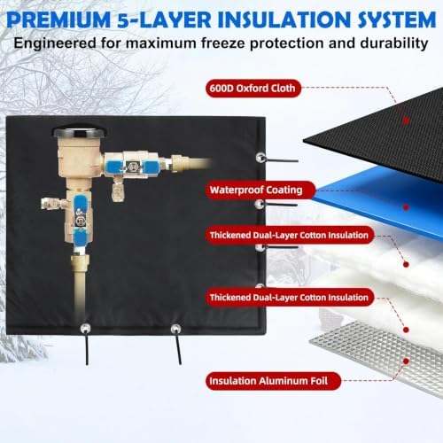 2-Way Open Backflow Preventer Insulation Cover, 30" Wx24 H, Black - Image 6