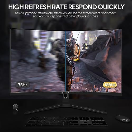 CRUA 27" FHD 1080P 180Hz Curved Gaming Monitor, 1800R, AMD FreeSync, Black - Image 3