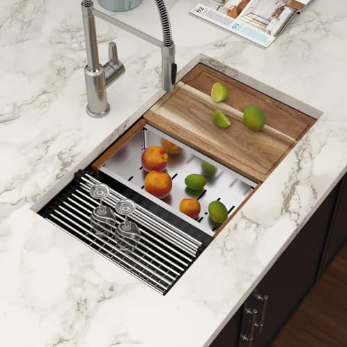 30 Inch Black Undermount Workstation Kitchen Sink with Accessories - Image 2