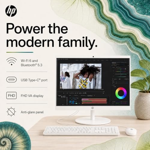 HP 22" FHD All-in-One Desktop Computer, 8GB DDR5 RAM, 640 Storage(128GB SSD+512GB External),13th Gen Intel Quad-Core N100 CPU, WiFi 6,Bluetooth 5.3, USB-C, UHD Graphics,720p Cam,Office 365 for Web - Image 2