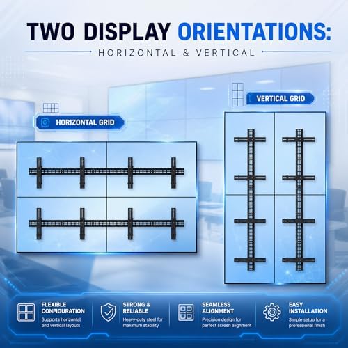 J-Tech Digital 2x2 TV Wall Mount Kit, Fits 4 Screens 37” – 65”with Adjustable Tilt, Leveling and Pop Out Arms, Wide VESA Patterns up to 600x400 [JTECH-VMM-KIT22] - Image 6