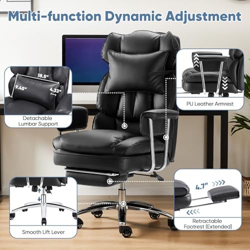 DUMOS Ergonomic Home Office Desk Chair, Executive Chair, PU Leather - Image 6