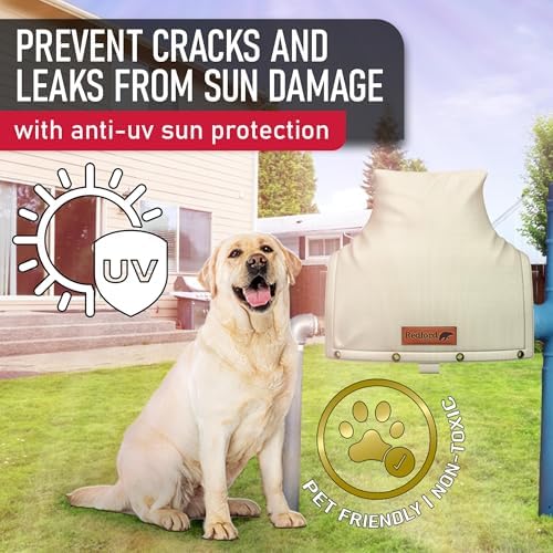 Redford Supply Co. Cold Snap (0°F) Backflow Preventer Insulation Cover, 14"W x 13"H, Pipe Insulation, Water Sprinkler Covers for Outside, Sprinkler Backflow Cover for Winter, Well Pump Bag (Beige) - Image 3