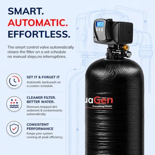 LiquaGen Whole House Water Filter System for City Water – Catalytic Carbon & KDF 55 Media – Reduces Chlorine, Chloramine & Taste– POE with Metal Bypass Valve (13" x 54") - Image 7