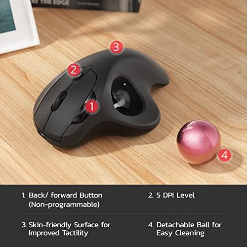 Nulea M501 Wireless Trackball Mouse Ergonomic Thumb Control, 4 DPI Levels - Image 6