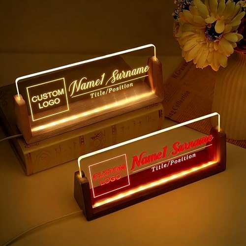 Custom Light Up Name Plate for Desk, Desk Name Plate Personalized with Logo, Employee Appreciation Gift, Personalized Office Gifts for Boss Coworkers Teacher, Office Decor for Women Men - Image 2