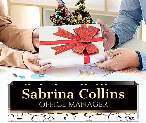 Name Plate for Desk, Desk Name Plate Personalized, Office Decor for Women Men, Acrylic Desktop Accessories, Office Appreciation Gifts for Boss Social Workers Nurse Teacher Employee (Black Stripes) - Image 6