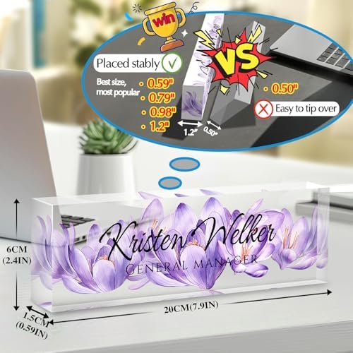 Custom Office Name Plate for Desk - Desk Name Plate Personalized Gifts for Coworkers, Boss, Employees, Teacher, Nurse - Office Desk Decor for Women Men - Employee Appreciation Gifts (Purple Lotus) - Image 2