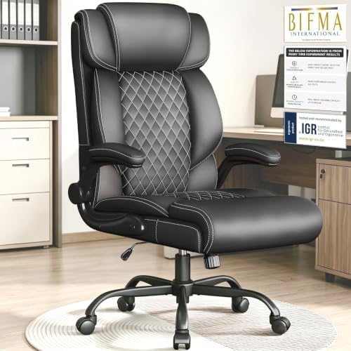 Office Chair, Executive High Back Big and Tall Office Chair, Black by Cyzena