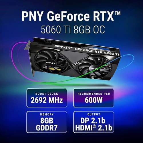 PNY NVIDIA GeForce RTX™ 5060 Ti 8GB OC Dual-Fan Graphics Card - Image 2