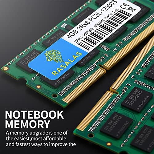 8GB (2X 4GB) PC3L-12800S DDR3L 1600MHz 4GB RAM DDR3L PC3L-12800S 1600MHZ SODIMM 2Rx8 1.35V 204Pin CL11 Rasalas Memory kit for Laptop/Notebook/AIO Computer Upgrade - Image 2