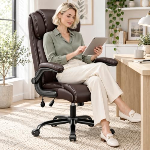 BESTFAIR Ergonomic High Back Office Chair, Adjustable Lumbar, Coffee 2 Pack - Image 2