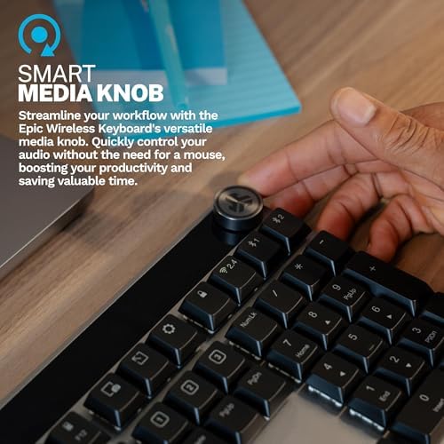 JLab Epic Mechanical Wireless Keyboard, Bluetooth or USB dongle, Multi-Device, Backlit, Media knob, Custom Profiles, Black - Image 4