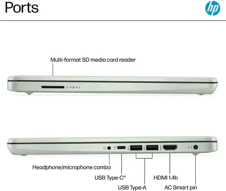 HP 14" Business Laptop Computer with 1-Year Office 365, Intel Quad-Core N150 Processor, 4GB RAM 384GB Storage (128GB UFS+256GB SD Card), Windows 11 Home, PLUSERA Earphones, Willow Green - Image 4