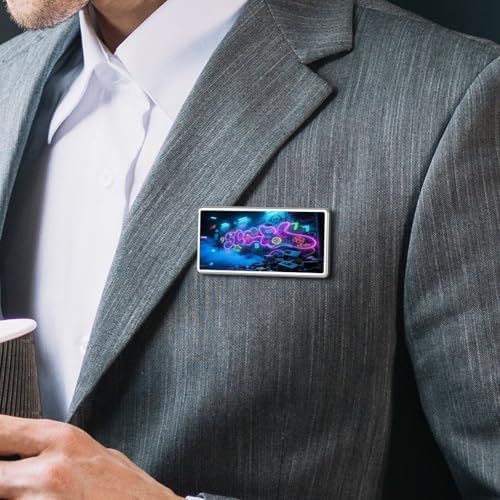 Electronic Graffiti Wall Stainless Steel Name Plate with Pin,Durable Personalized Name Tags,Name Badge for Business Work Lable Sign 1.4 * 2.8 in - Image 7