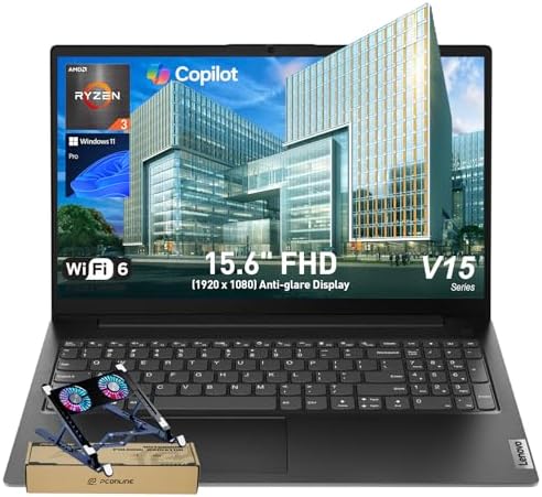 Lenovo V15 Gen 4 Business Laptop 15.6” FHD Anti-Glare, 16GB LPDDR5 RAM, 256GB Storage, AMD Ryzen 3 7320U 4-core CPU, W11 Pro, Ethernet RJ-45, Webcam w/Shutter, Security Chip Firmware TPM 2.0, Black by LENOVO