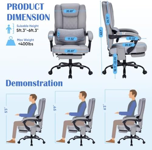 400lbs Reclining Office Chair with Ergonomic Lumbar Support - Image 2