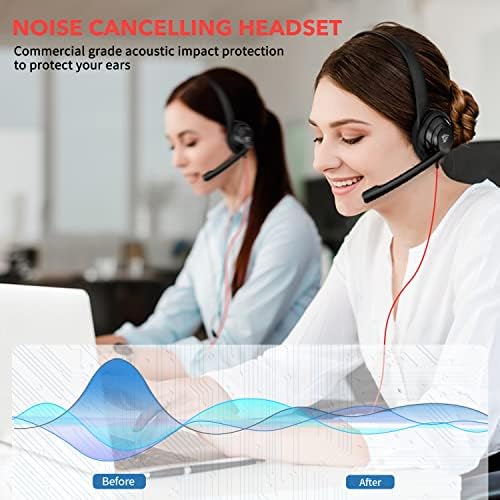 NUBWO HW02 USB C/3.5mm Headset with Mic for Laptop, Phone,Headphones with Noise Cancelling Microphone for Computer, On-Ear Wired Office Call Center Headset for Boom SkypeWebinars, in-line Control - Image 3