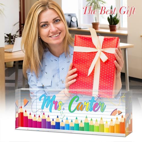 Teacher Office Name Plate for Desk Custom, Desk Name Plate Personalized, Teachers Office Desk Decor, Clear Acrylic Glass Block, Personalized Office Gifts for Teachers, Teacher Appreciation Gifts - Image 5