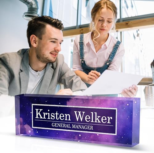 Personalized Name Plates for Office - Gifts for Teacher, Boss, Employee Appreciation - Office Desk Decor (Nebulae) - Image 6