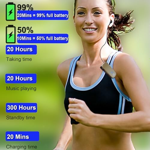 Retractable Wireless Headset Headphone Stereo Earphone V5.0 Noise Cancelling Mic Clip on Earpiece Comfortable HandsFree Headset 20Hrs Talking Time Sports Business Trucker Driver Earbud - Image 4