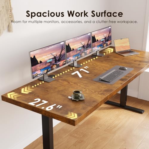 OffiGo 71" Executive Electric Standing Desk Height Adjustable, Rustic Brown - Image 7