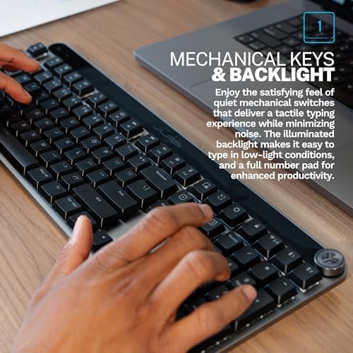 JLab Epic Mechanical Wireless Keyboard, Bluetooth or USB dongle, Multi-Device, Backlit, Media knob, Custom Profiles, Black - Image 3