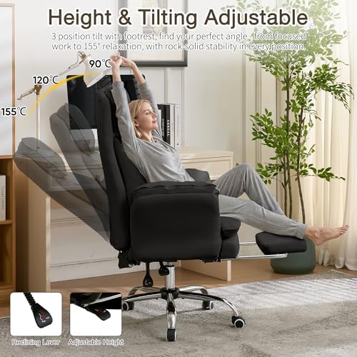 JOMEED Cloud Cross Legged Office Chair with Footrest and Flip Armrest,Black - Image 6